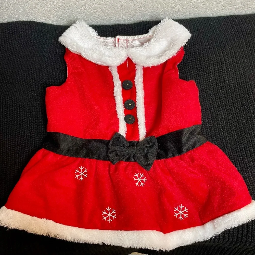 Pet outfit Christmas Dress‎ with Collar Buttons Bow Lined - Medium